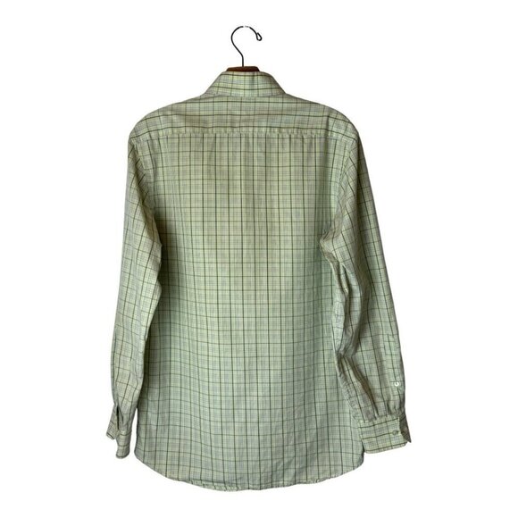 Tallia Shirt‎ Men Large Green Blue Plaid Collared Button Down Shirt Preppy - Picture 2 of 6